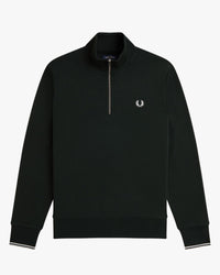 Fred Perry Half Zip Sweatshirt - Night Green / Snow White | Fred Perry Sweaters & Knitwear | JEANSTORE