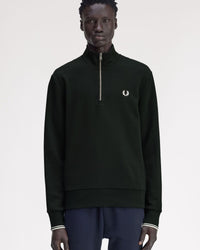 Fred Perry Half Zip Sweatshirt - Night Green / Snow White | Fred Perry Sweaters & Knitwear | JEANSTORE