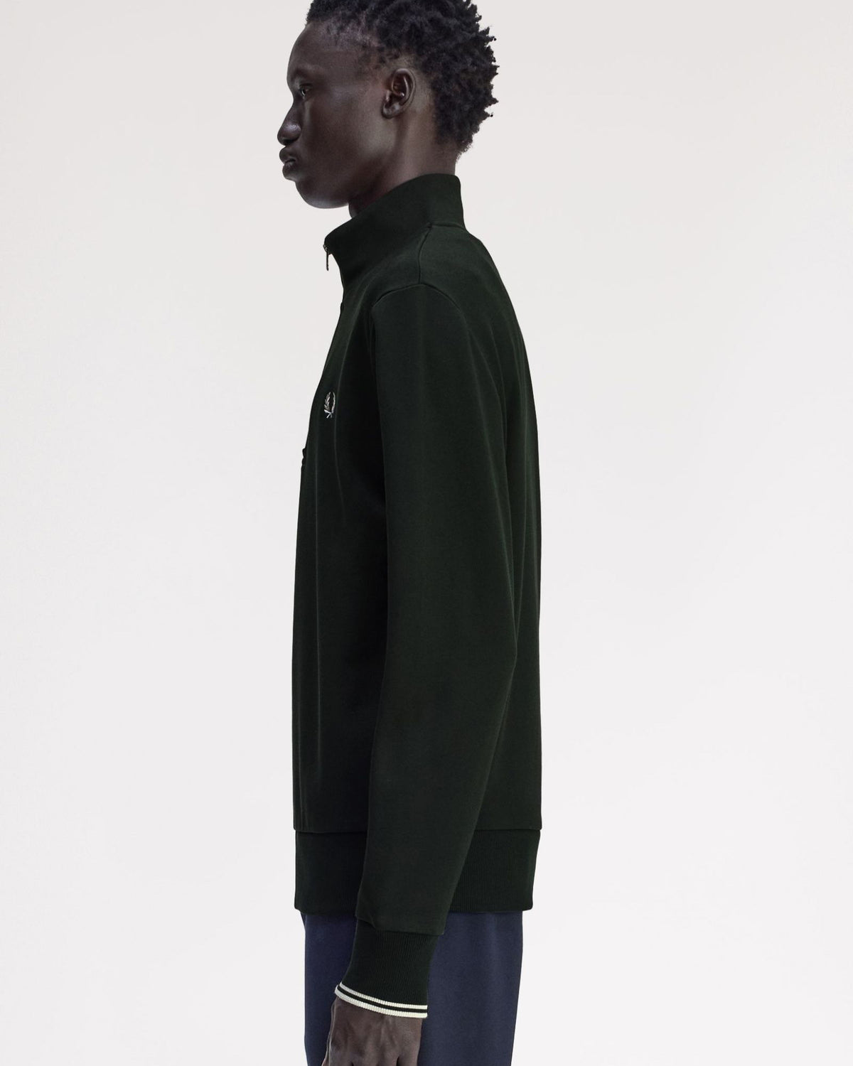 Fred Perry Half Zip Sweatshirt - Night Green / Snow White | Fred Perry Sweaters & Knitwear | JEANSTORE