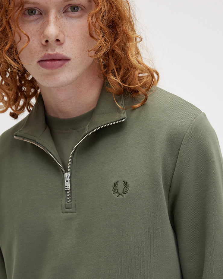 Fred Perry Half Zip Sweatshirt - Laurel Wreath Green / Night Green