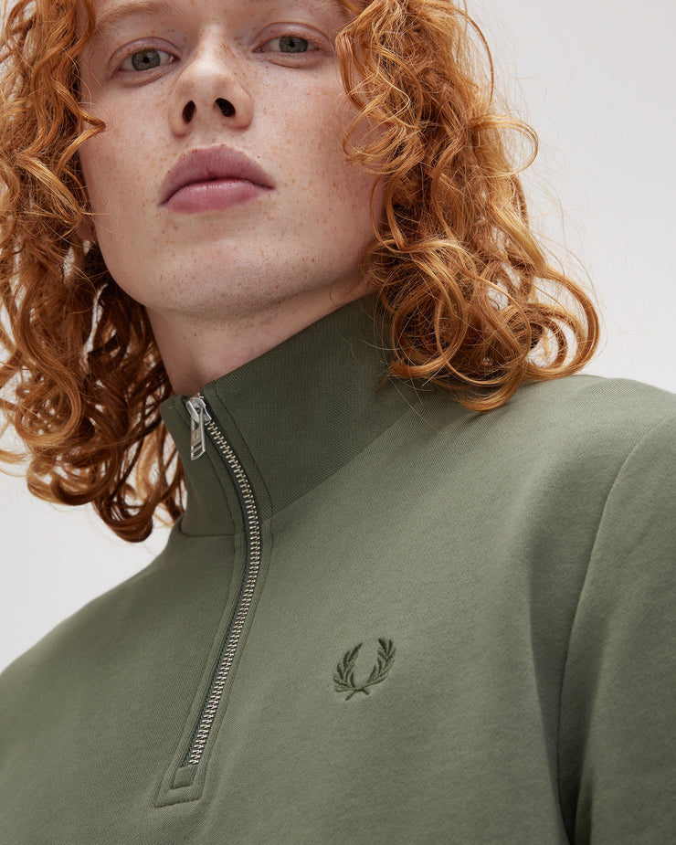 Fred Perry Half Zip Sweatshirt - Laurel Wreath Green / Night Green