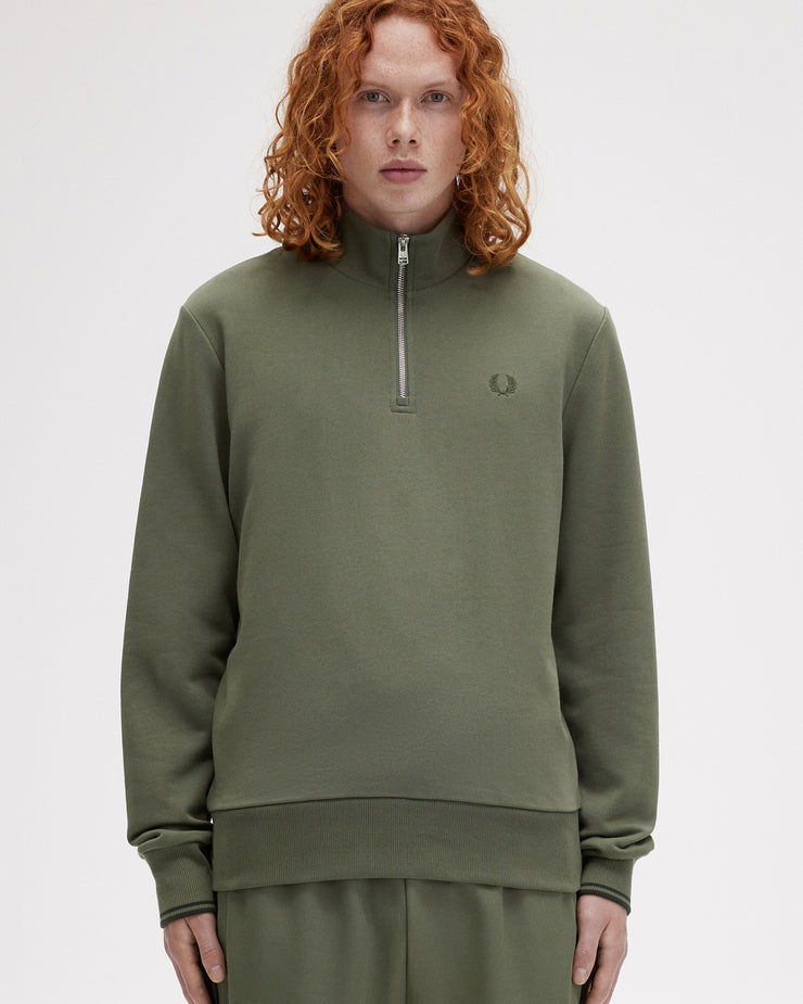 Fred Perry Half Zip Sweatshirt - Laurel Wreath Green / Night Green