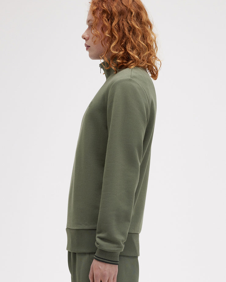 Fred Perry Half Zip Sweatshirt - Laurel Wreath Green / Night Green