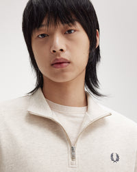 Fred Perry Half Zip Sweatshirt - Porridge Marl / Anchor Grey | Fred Perry Sweaters & Knitwear | JEANSTORE