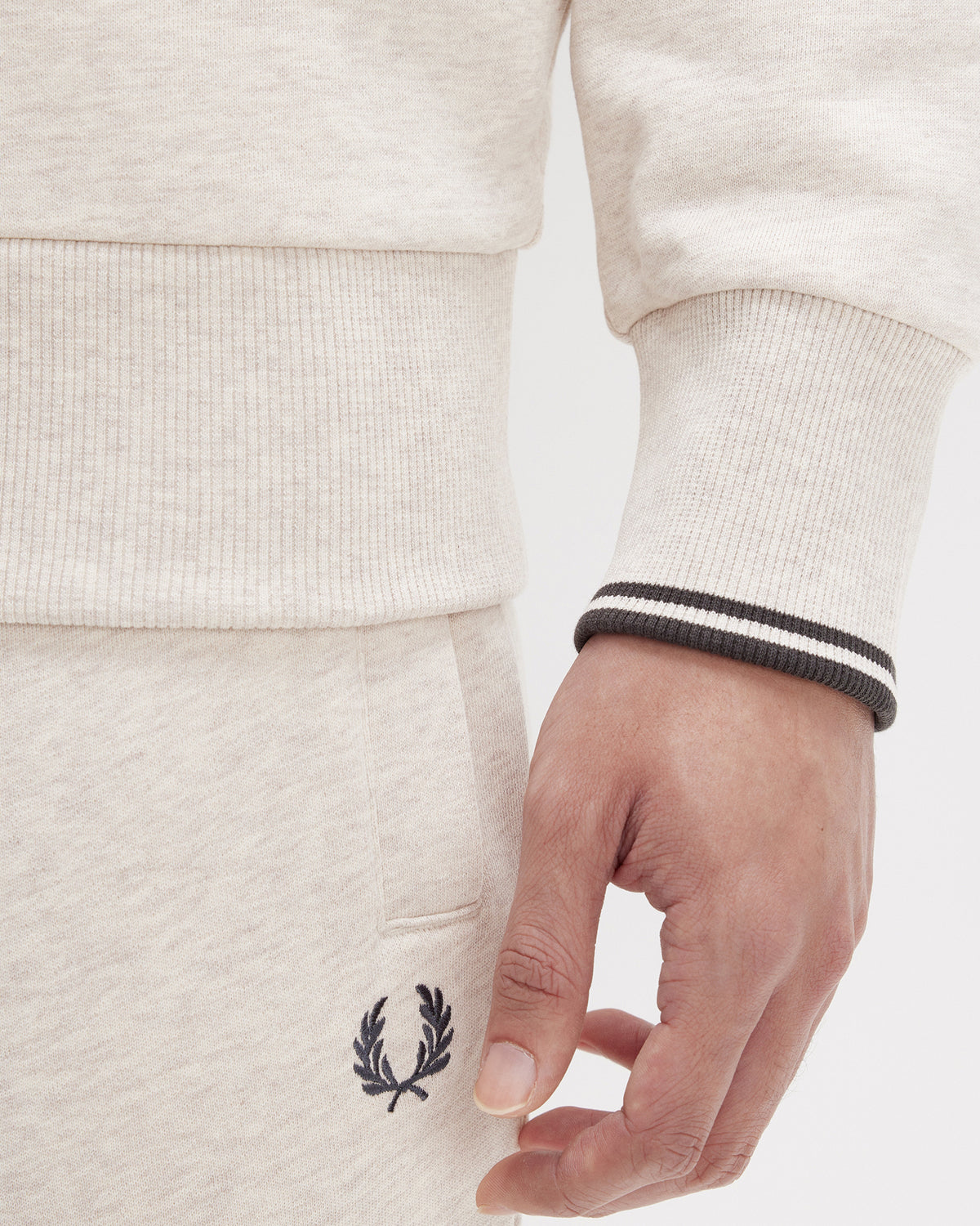 Fred Perry Half Zip Sweatshirt - Porridge Marl / Anchor Grey | Fred Perry Sweaters & Knitwear | JEANSTORE