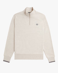 Fred Perry Half Zip Sweatshirt - Porridge Marl / Anchor Grey | Fred Perry Sweaters & Knitwear | JEANSTORE