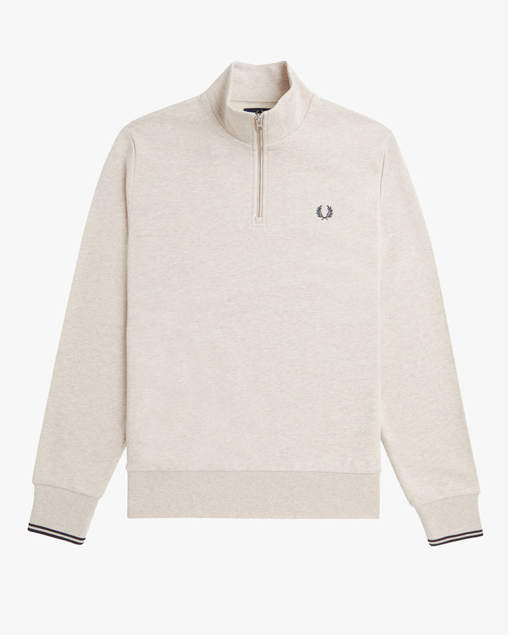 Fred Perry Half Zip Sweatshirt - Porridge Marl / Anchor Grey