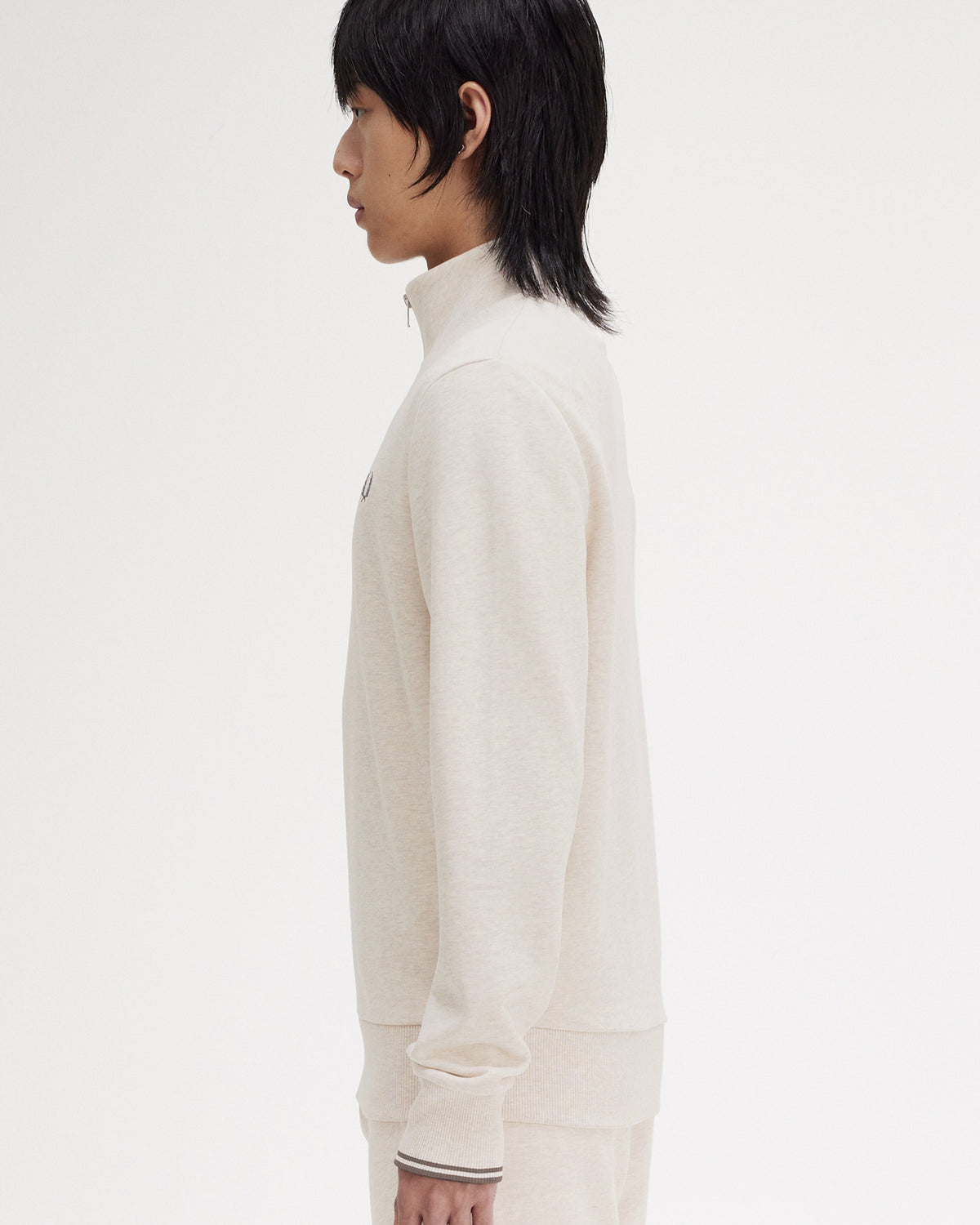 Fred Perry Half Zip Sweatshirt - Porridge Marl / Anchor Grey | Fred Perry Sweaters & Knitwear | JEANSTORE