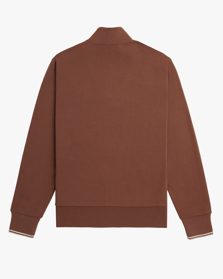 Fred Perry Half Zip Sweatshirt - Whisky Brown / Porridge Marl