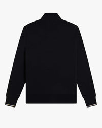 Fred Perry Half Zip Sweatshirt - Black / Ecru / Laurel Wreath Green