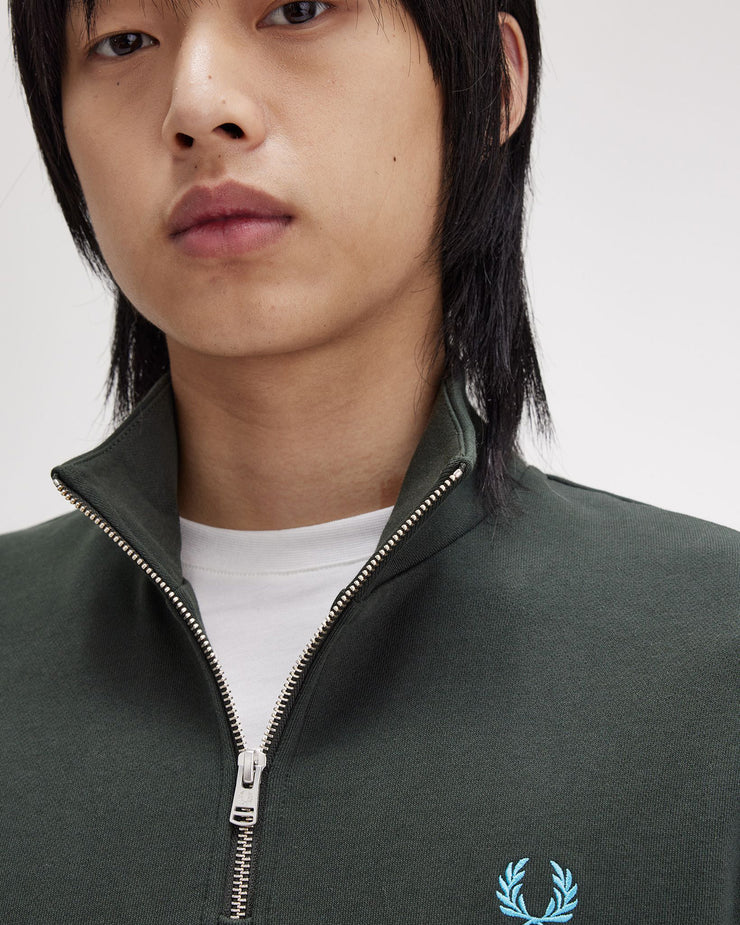 Fred Perry Half Zip Sweatshirt - Night Green / Ocean