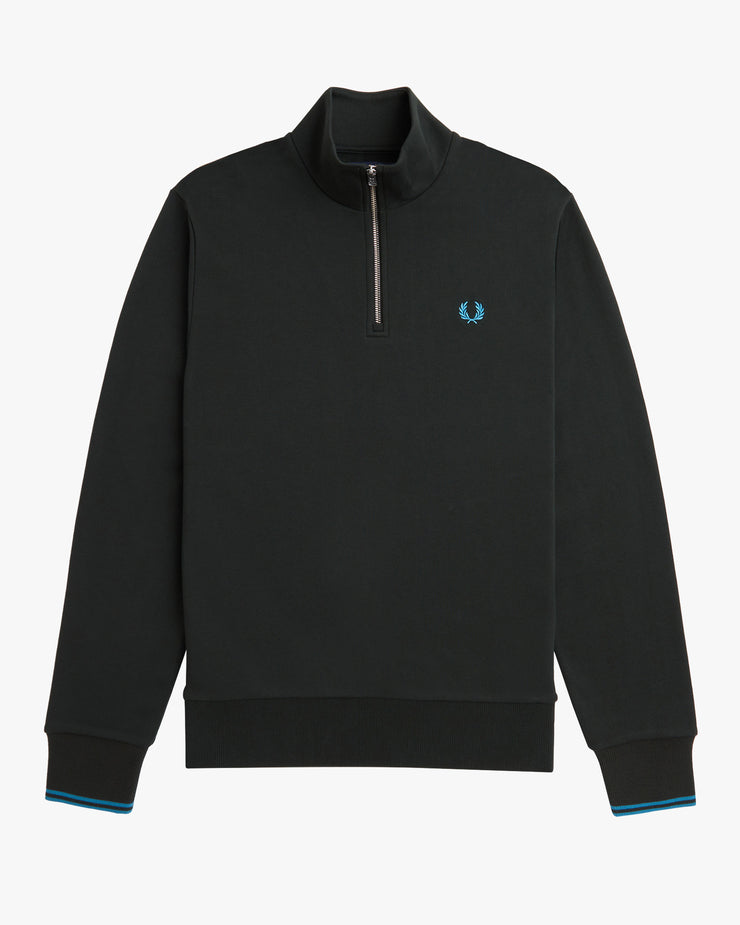 Fred Perry Half Zip Sweatshirt - Night Green / Ocean