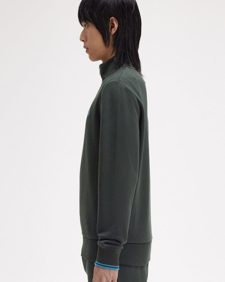 Fred Perry Half Zip Sweatshirt - Night Green / Ocean