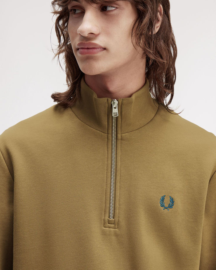 Fred Perry Half Zip Sweatshirt - Shaded Stone / Ecru / Dark Petrol | Fred Perry Sweaters & Knitwear | JEANSTORE