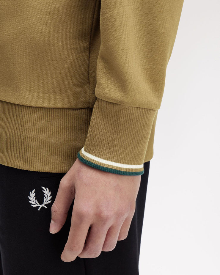 Fred Perry Half Zip Sweatshirt - Shaded Stone / Ecru / Dark Petrol | Fred Perry Sweaters & Knitwear | JEANSTORE