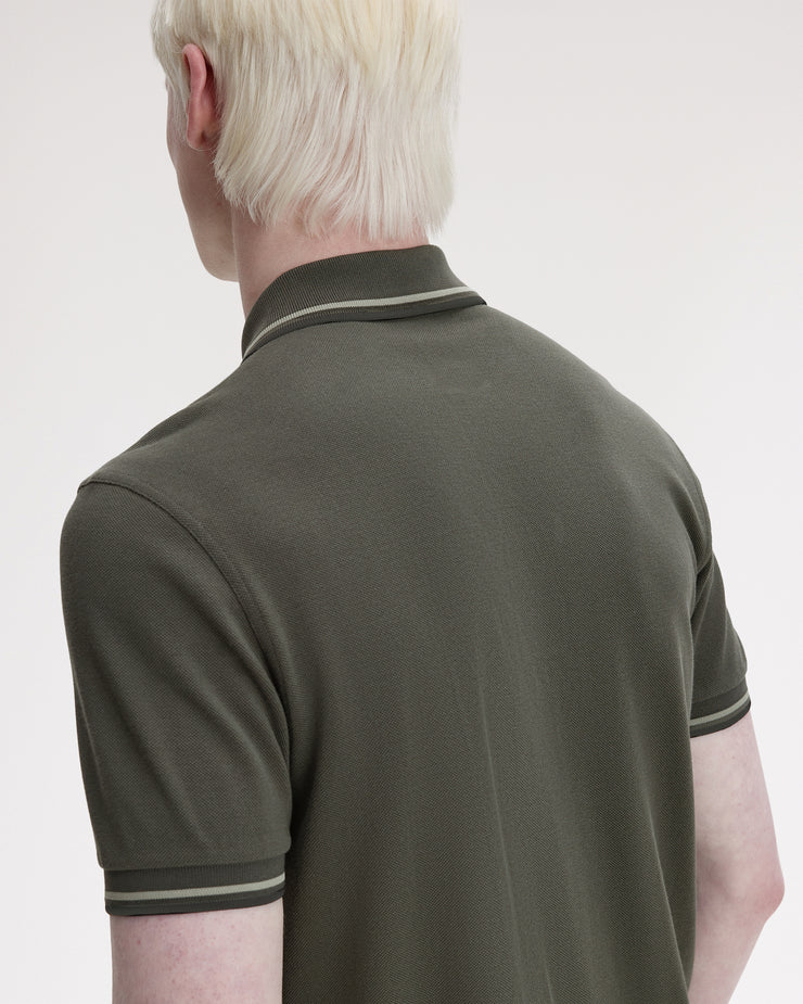 Fred Perry Twin Tipped Polo Shirt - Field Green / Seagrass / Black