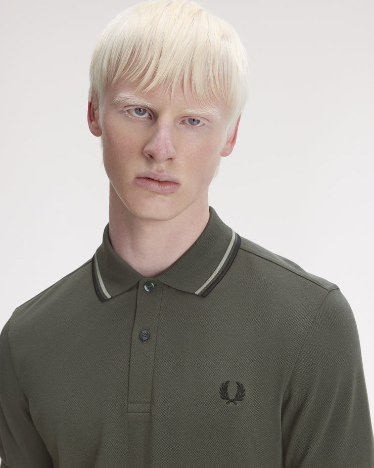 Fred Perry Twin Tipped Polo Shirt - Field Green / Seagrass / Black