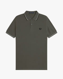 Fred Perry Twin Tipped Polo Shirt - Field Green / Seagrass / Black