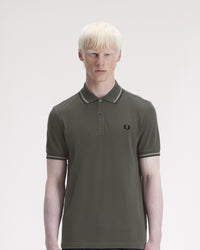 Fred Perry Twin Tipped Polo Shirt - Field Green / Seagrass / Black