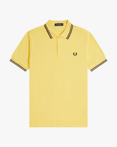 Fred Perry Twin Tipped Polo Shirt - Lemon Barley / Tennis Blue
