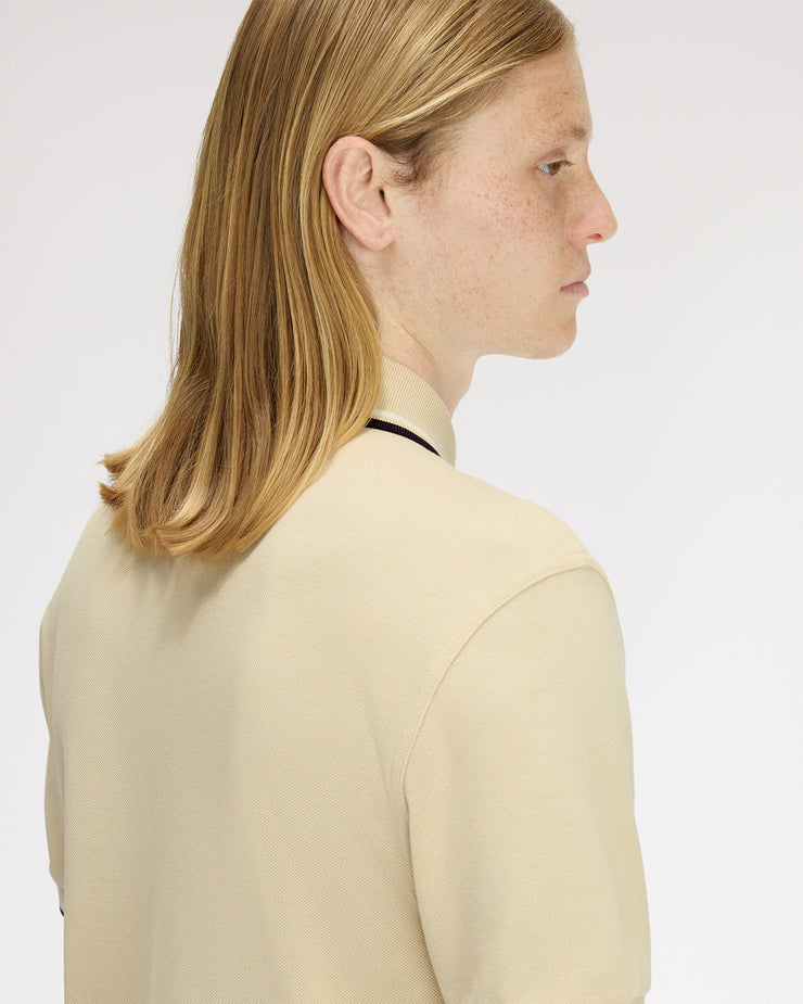 Fred Perry Twin Tipped Polo Shirt - Oatmeal / Snow White / Anchor Grey