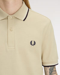 Fred Perry Twin Tipped Polo Shirt - Oatmeal / Snow White / Anchor Grey