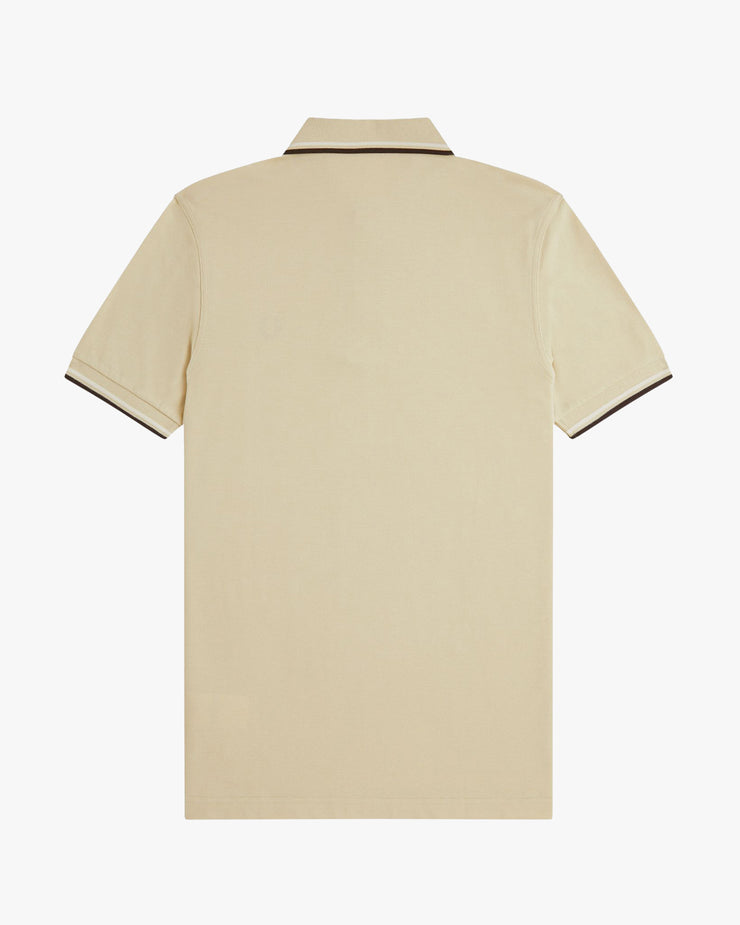 Fred Perry Twin Tipped Polo Shirt - Oatmeal / Snow White / Anchor Grey