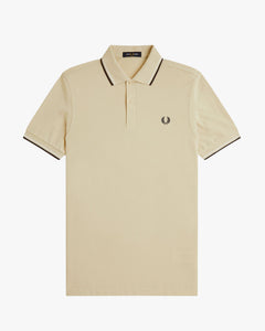 Fred Perry Twin Tipped Polo Shirt - Oatmeal / Snow White / Anchor Grey