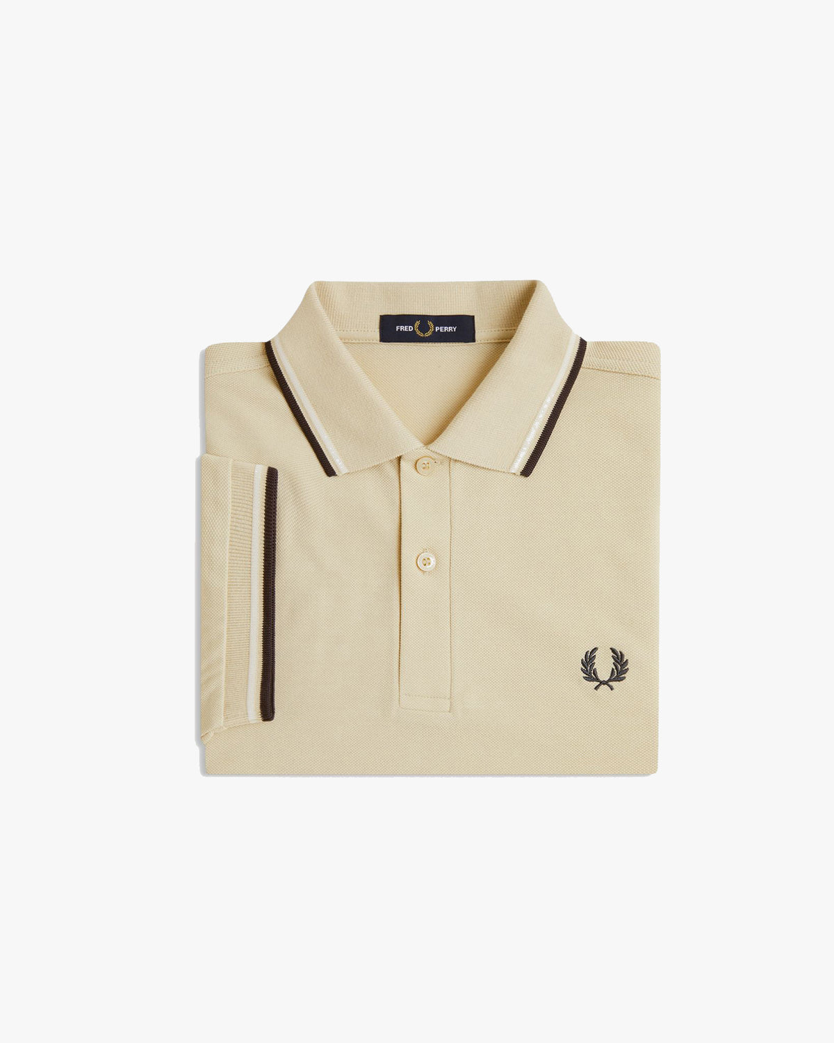 Fred Perry Twin Tipped Polo Shirt - Oatmeal / Snow White / Anchor Grey