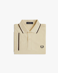 Fred Perry Twin Tipped Polo Shirt - Oatmeal / Snow White / Anchor Grey