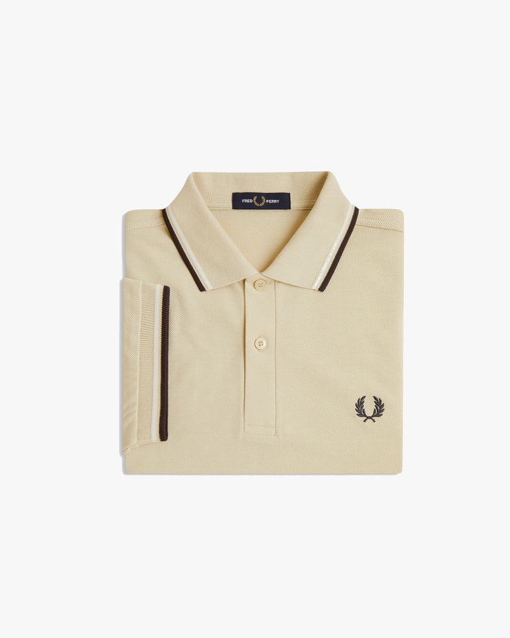 Fred Perry Twin Tipped Polo Shirt - Oatmeal / Snow White / Anchor Grey