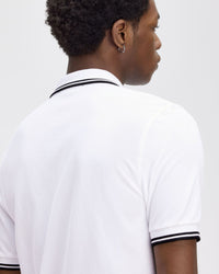 Fred Perry Twin Tipped Polo Shirt - White / Black / Black | Fred Perry Polo Shirts | JEANSTORE
