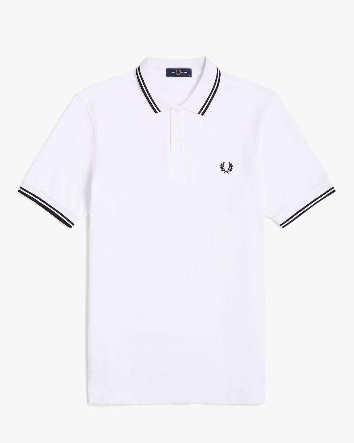Fred Perry Twin Tipped Polo Shirt - White / Black / Black | Fred Perry Polo Shirts | JEANSTORE