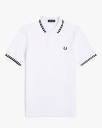 Fred Perry Twin Tipped Polo Shirt - White / Black / Black | Fred Perry Polo Shirts | JEANSTORE