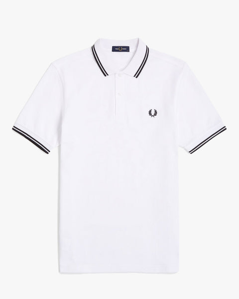Fred Perry Twin Tipped Polo Shirt - White / Black / Black – JEANSTORE