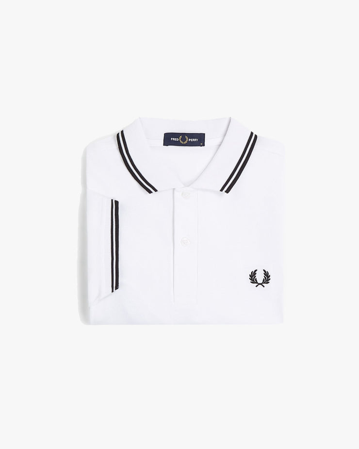 Fred Perry Twin Tipped Polo Shirt - White / Black / Black | Fred Perry Polo Shirts | JEANSTORE