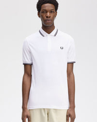 Fred Perry Twin Tipped Polo Shirt - White / Black / Black | Fred Perry Polo Shirts | JEANSTORE