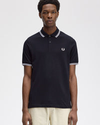 Fred Perry Twin Tipped Polo Shirt - Navy / White | Fred Perry Polo Shirts | JEANSTORE