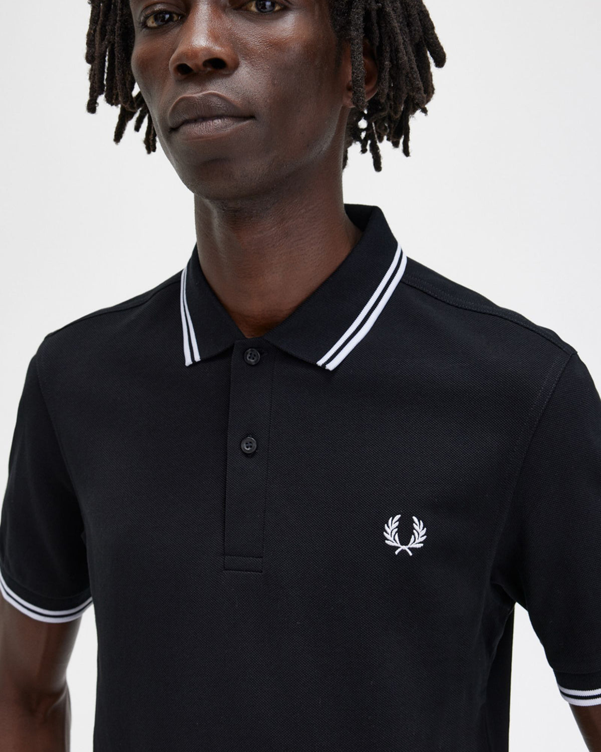 Fred Perry Twin Tipped Polo Shirt - Black / White / White | Fred Perry Polo Shirts | JEANSTORE