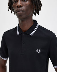 Fred Perry Twin Tipped Polo Shirt - Black / White / White | Fred Perry Polo Shirts | JEANSTORE