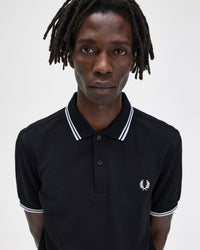 Fred Perry Twin Tipped Polo Shirt - Black / White / White | Fred Perry Polo Shirts | JEANSTORE