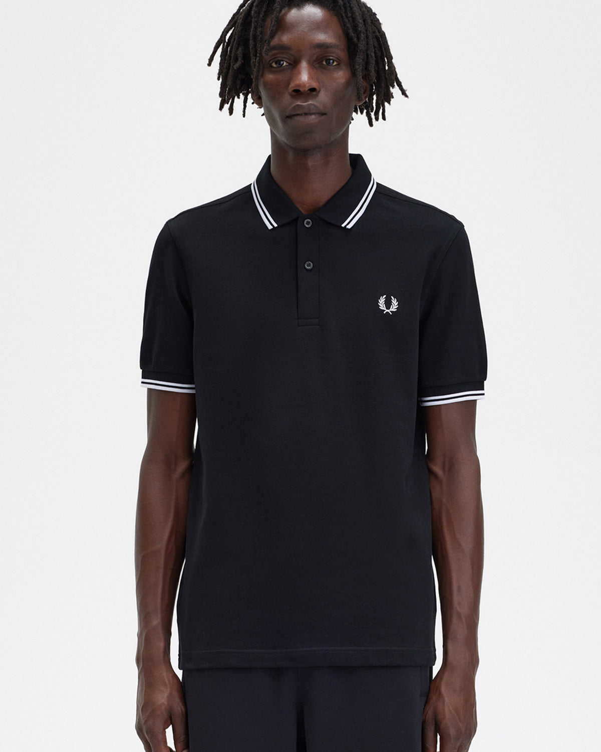 Fred Perry Twin Tipped Polo Shirt - Black / White / White | Fred Perry Polo Shirts | JEANSTORE