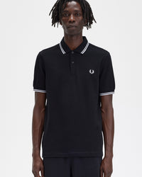 Fred Perry Twin Tipped Polo Shirt - Black / White / White | Fred Perry Polo Shirts | JEANSTORE