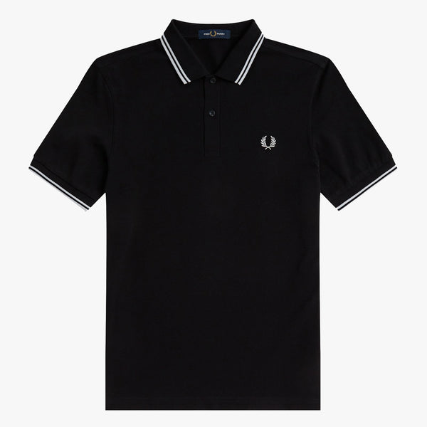 Fred Perry Twin Tipped Polo Shirt - Black / White / White | Fred Perry Polo Shirts | JEANSTORE