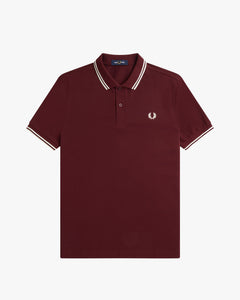 Fred Perry Twin Tipped Polo Shirt - Oxblood / Ecru