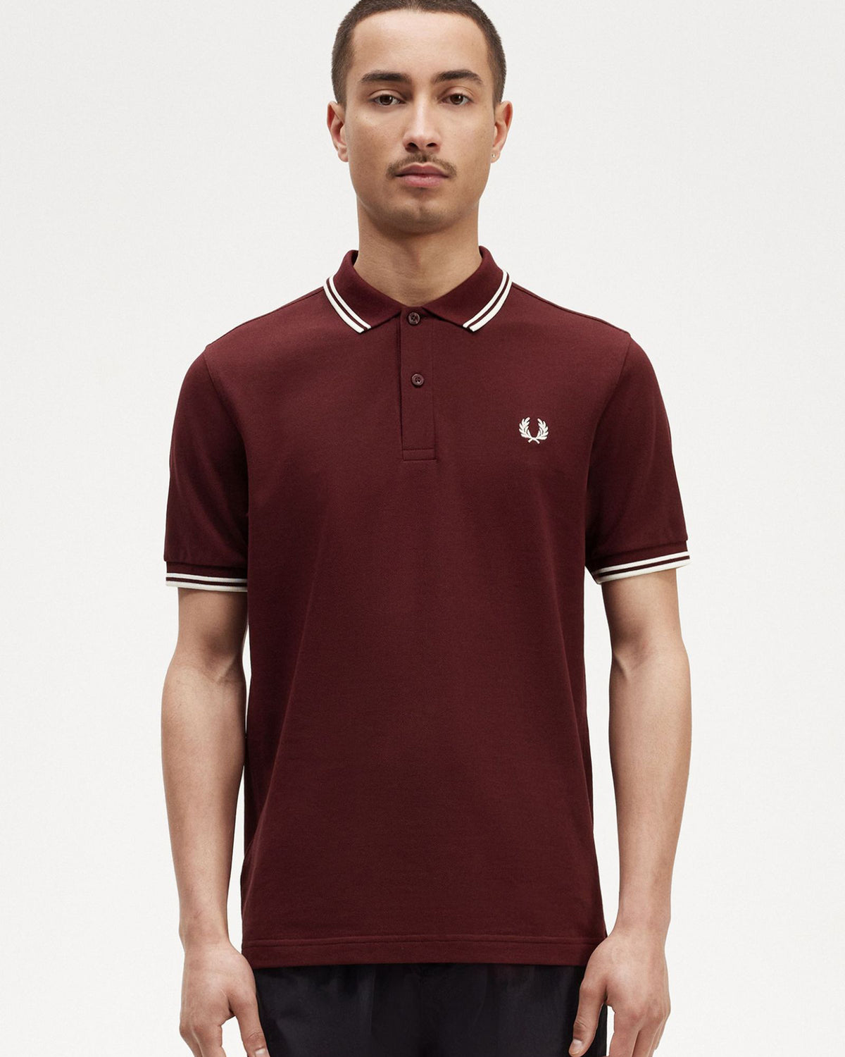 Fred Perry Twin Tipped Polo Shirt - Oxblood / Ecru | Fred Perry Polo Shirts | JEANSTORE