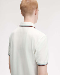Fred Perry Twin Tipped Polo Shirt - Snow White / Silver Blue / Brandy