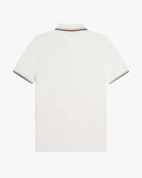 Fred Perry Twin Tipped Polo Shirt - Snow White / Silver Blue / Brandy
