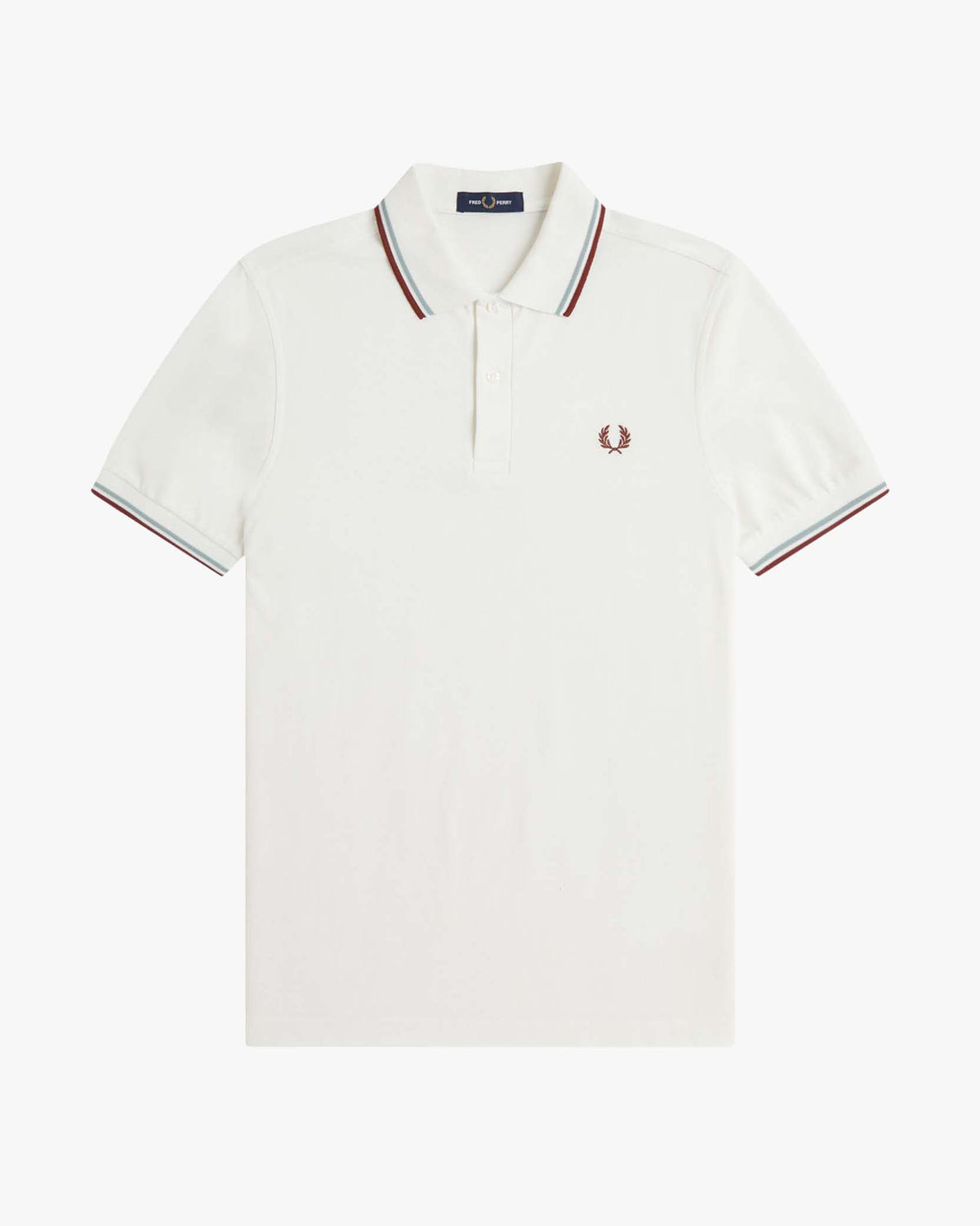 Fred Perry Twin Tipped Polo Shirt - Snow White / Silver Blue / Brandy