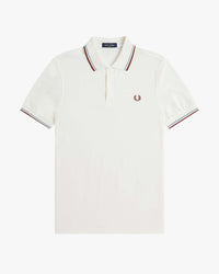 Fred Perry Twin Tipped Polo Shirt - Snow White / Silver Blue / Brandy